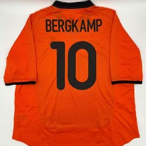 Netherlands 2000/2001 Home Authentic Nike Bergkamp #10 Jersey XL Men Orange